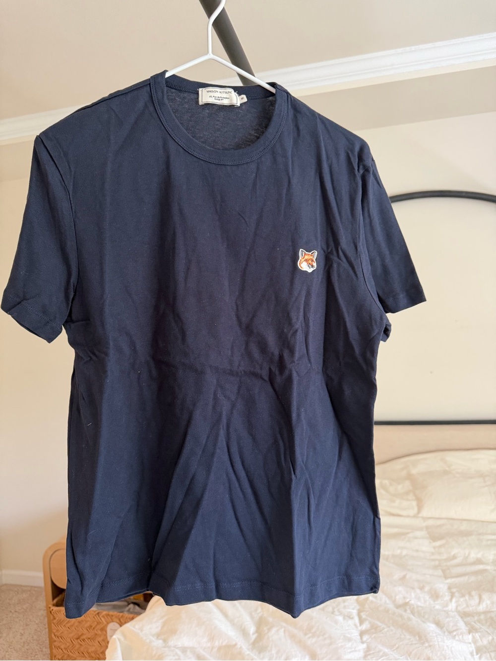 Mason kitsune Navy Fox Patch Crewneck T-Shirt